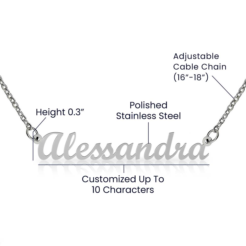Custom name necklace product render