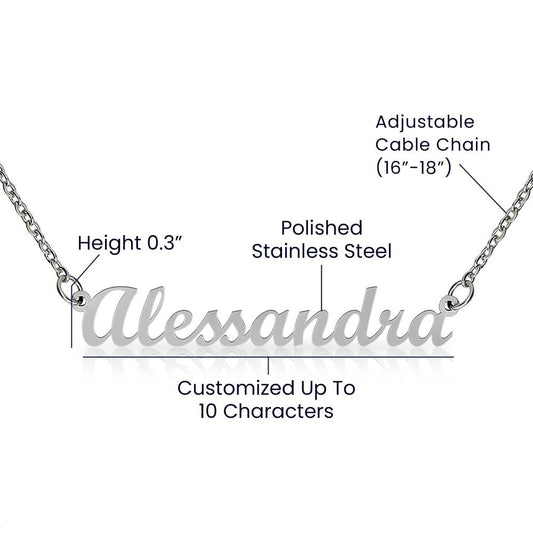 Custom name necklace product render